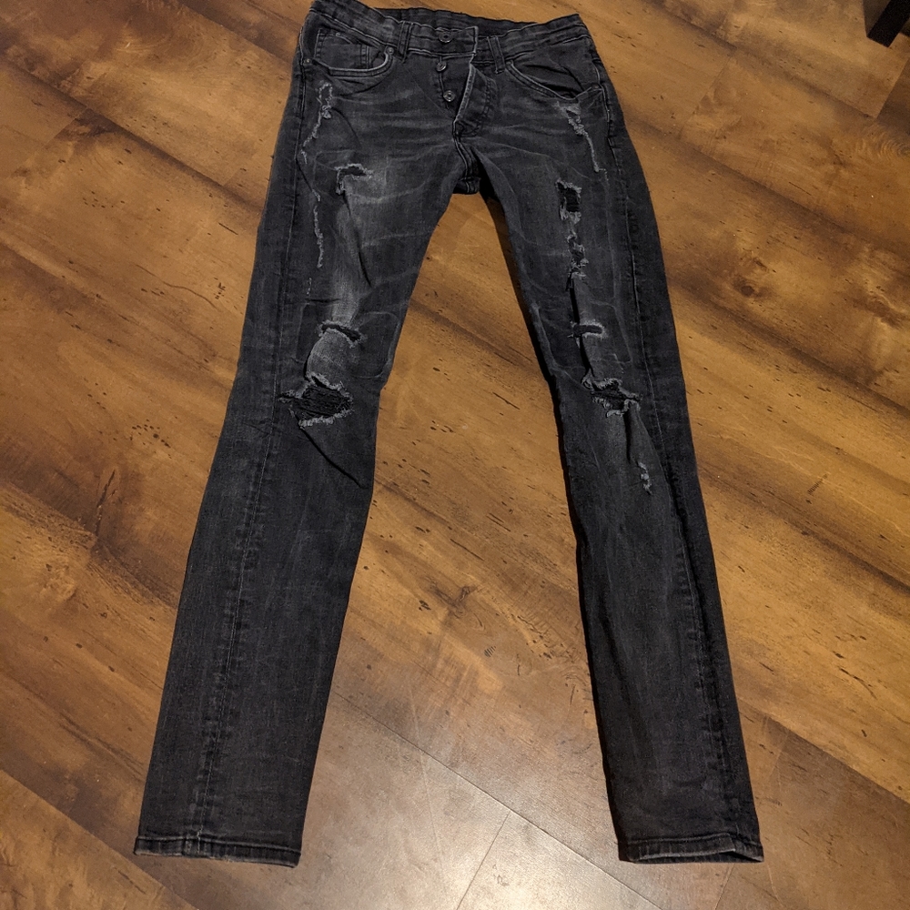 H&M dark blue ripped skinny jeans